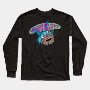 Stressed Out Bunny Pink Green Long Sleeve T-Shirt